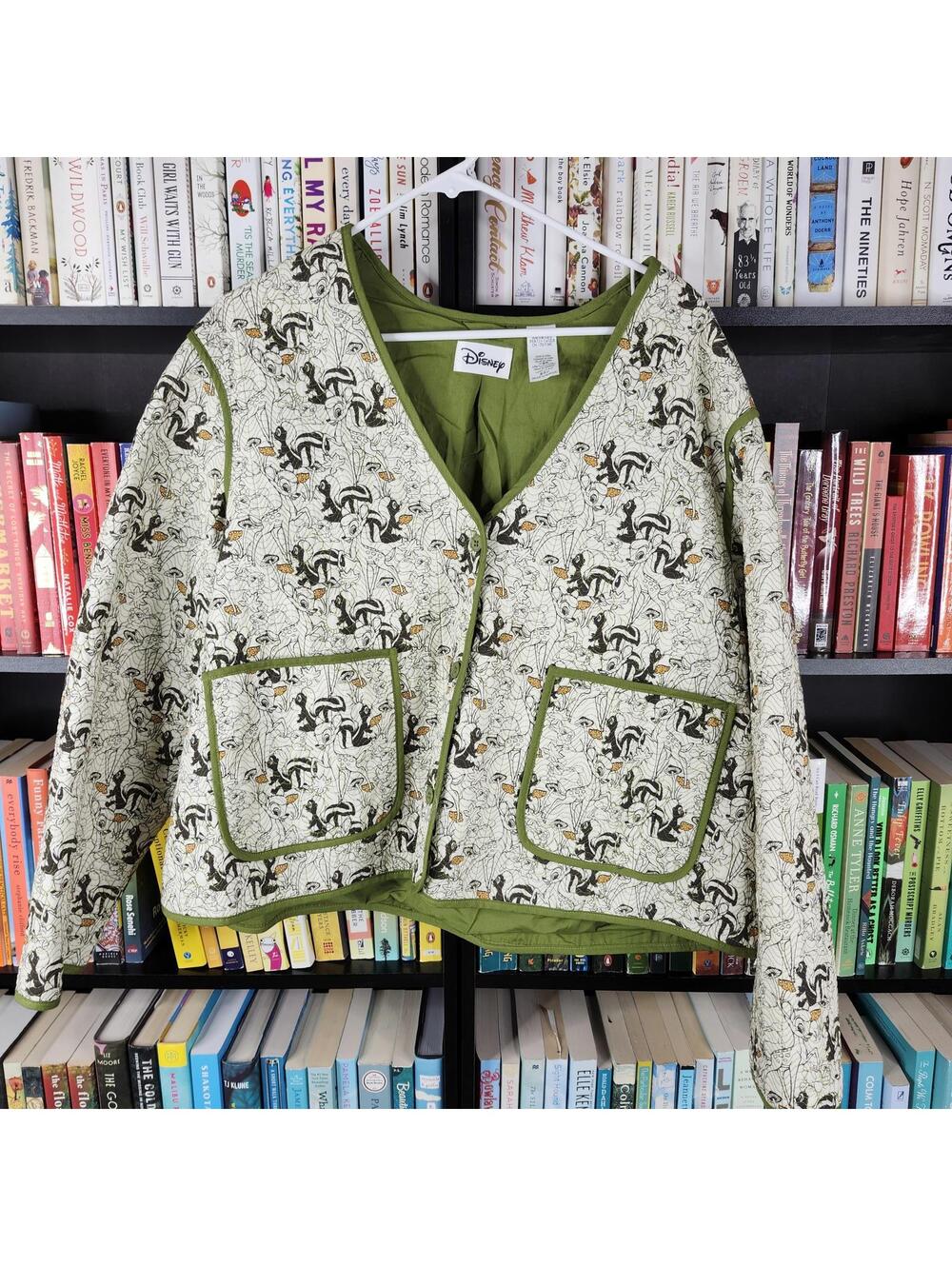 Disney Quilted Jacket Cardigan Green 1X Oversized Bambi Thumper